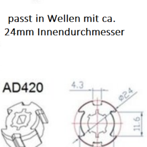 Adapter 24mm Rollo welle elektrisch motorisieren